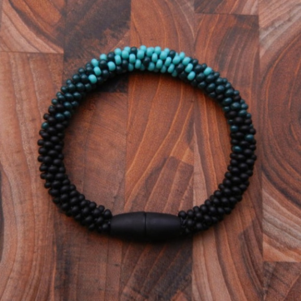 Sea Pine Seed Bead Bracelet | Handmade Custom Size Stackable | Jaded Vine Design